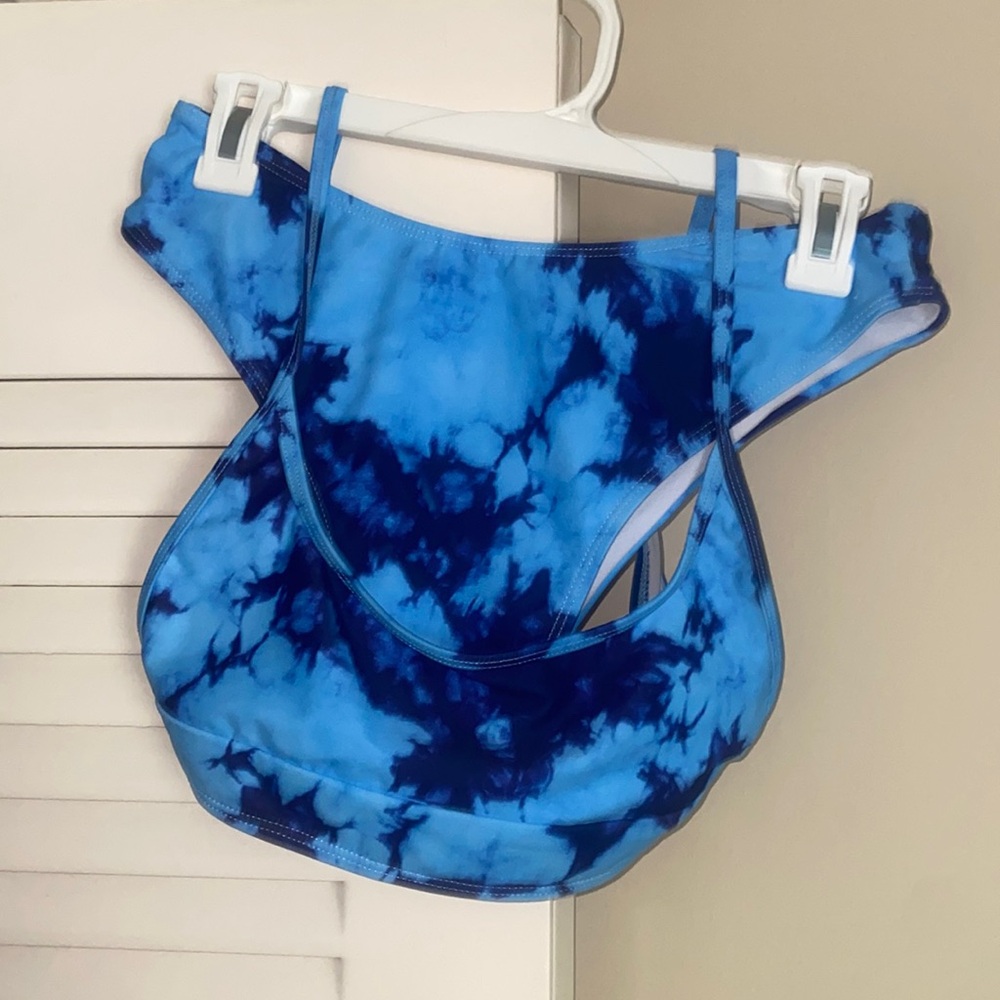 BLUE TIE-DYE MARBLE BIKINI SWIM SUIT SET
